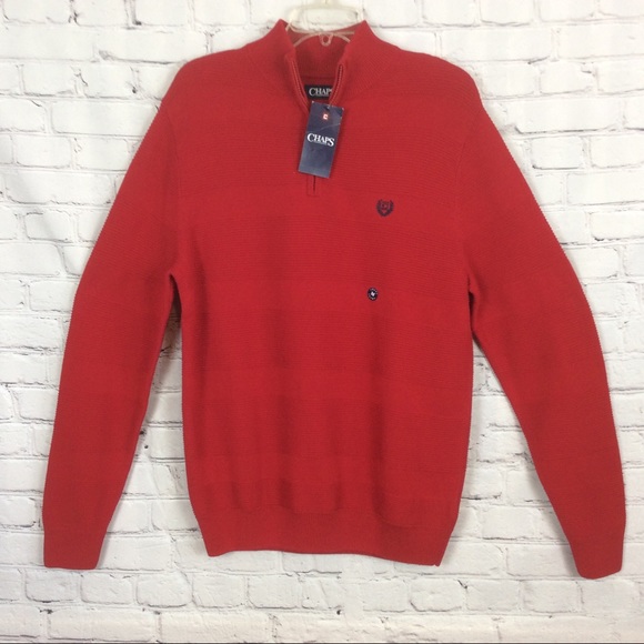 Chaps Other - Chaps Men's Sweater Sz M Red Textured Quarter Zip